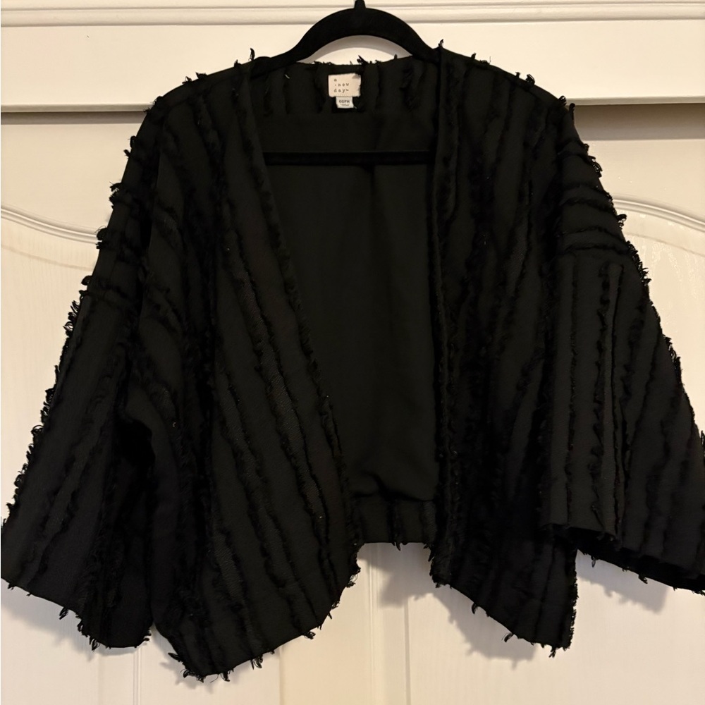a new day Black Textured Poncho